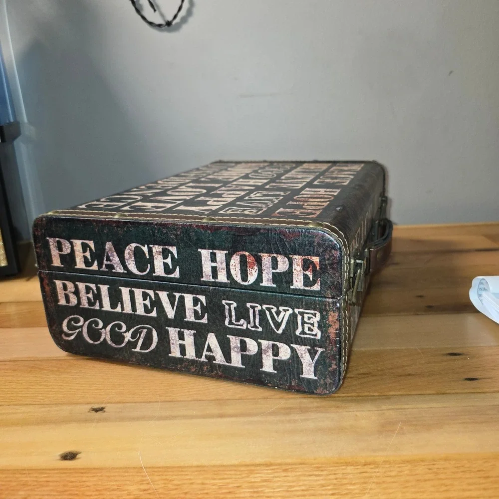 Vintage Style Inspirational Typography Decorative Storage Trunk Suitcase Box